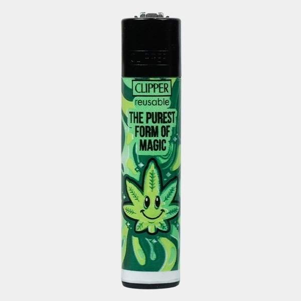 Mechero Clipper Weed Slogan 14 verde