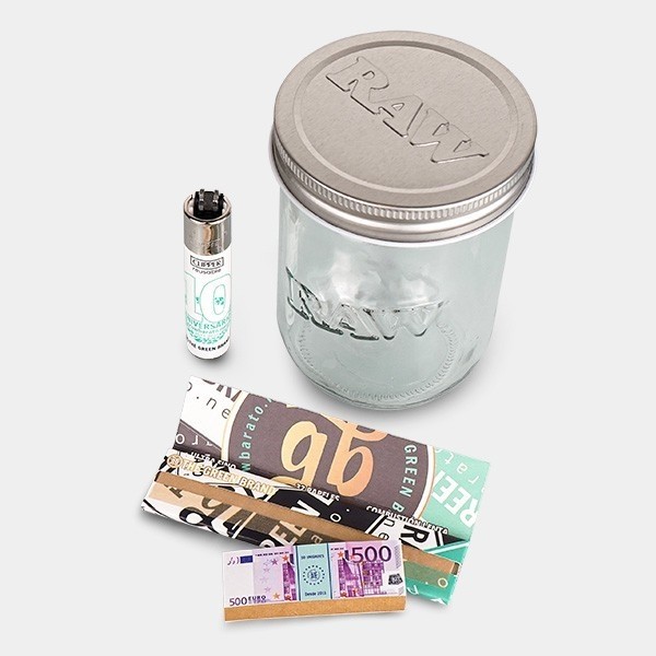 Kit Bote de cristal Raw Mason Jar + Estuche componentes