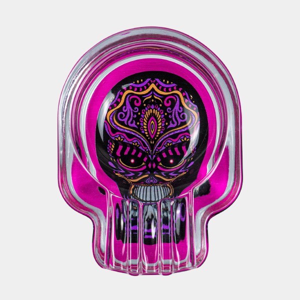 Cenicero Calavera de Cristal Champ rosa